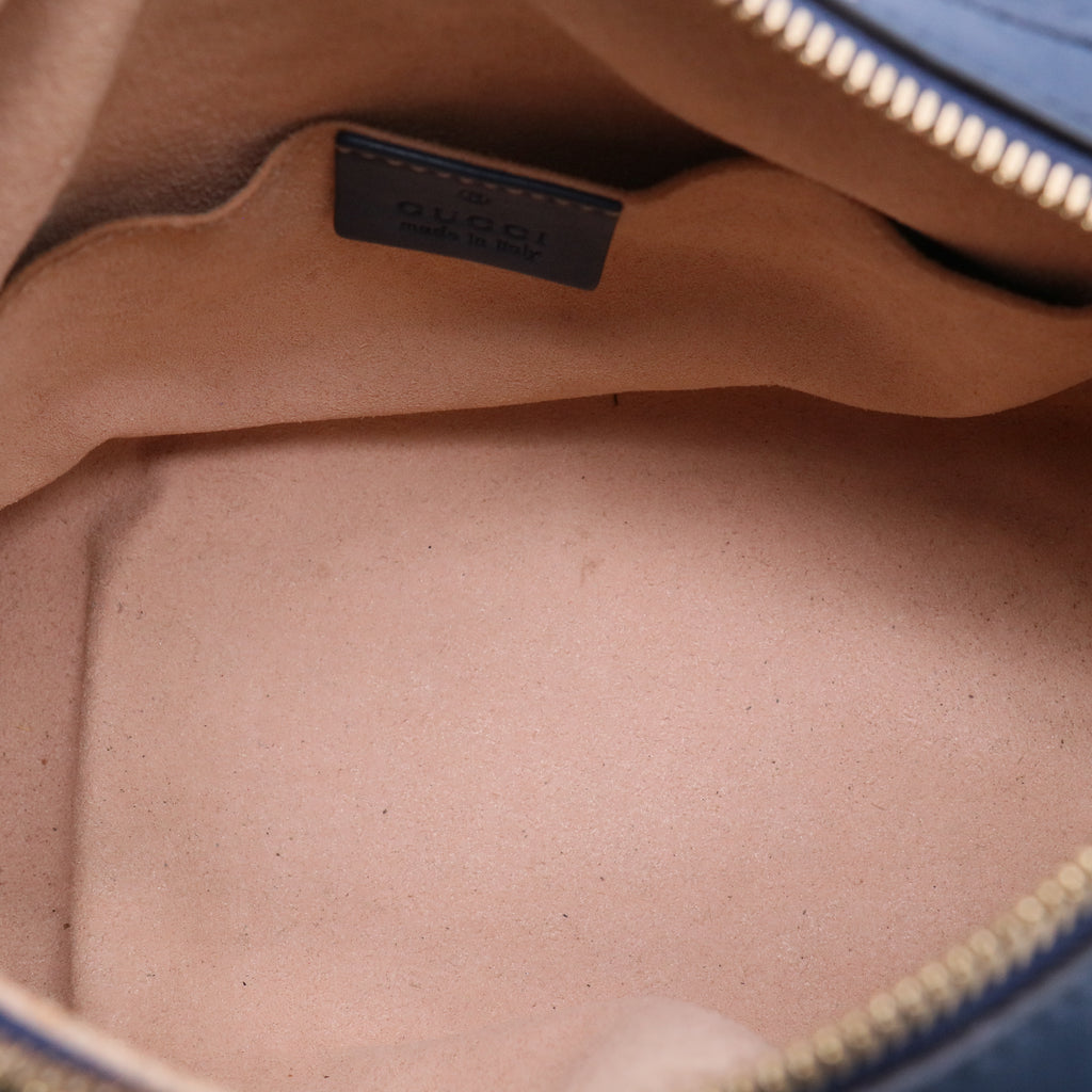 Blue Guccissima Leather Boston Bag w/ Strap twins