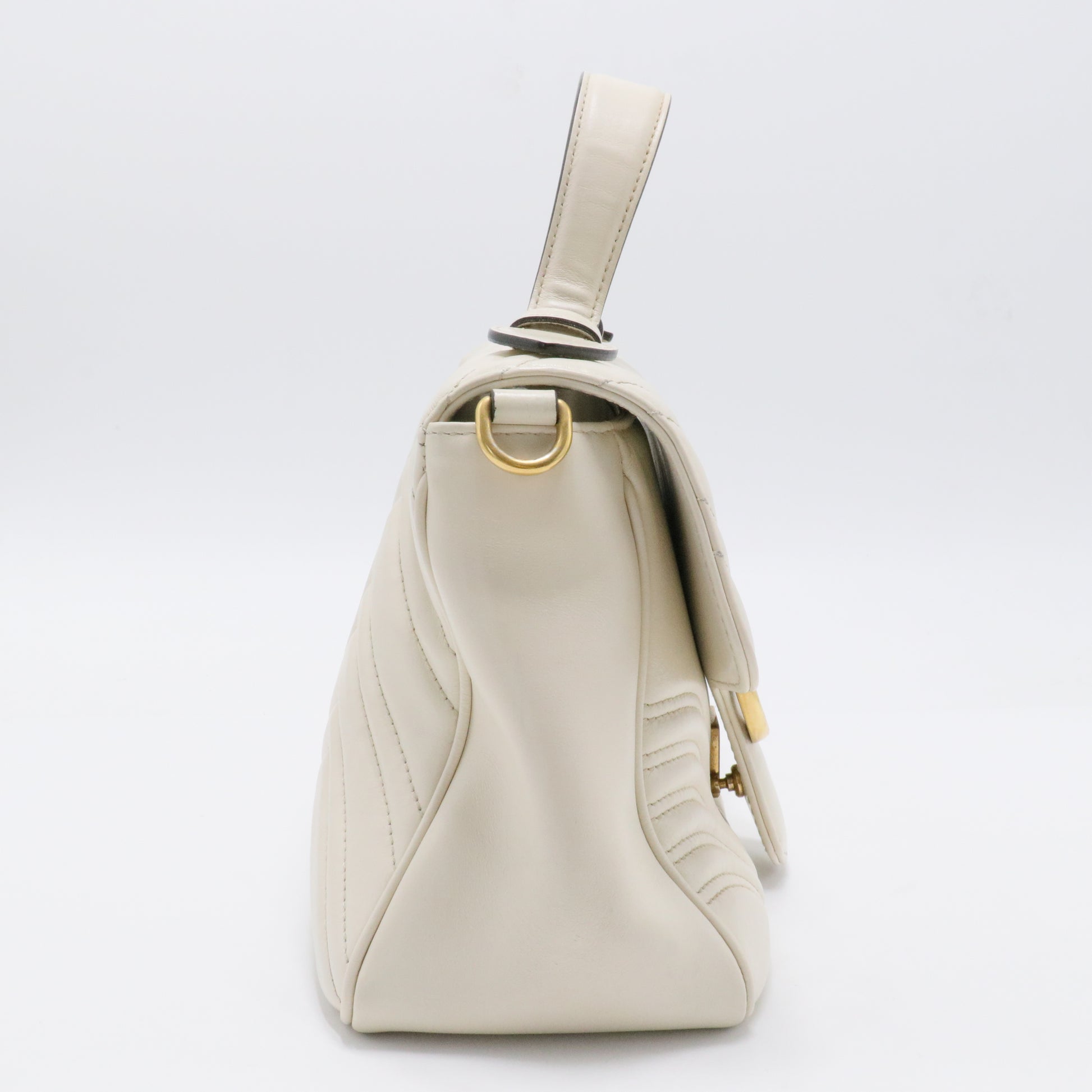 GG Marmont Top Handle Flap Bag Matelasse Leather Small