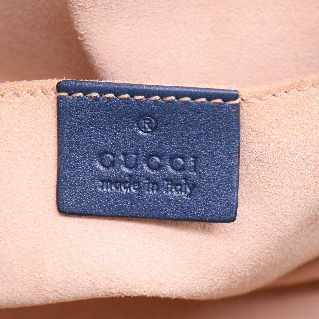 Blue Guccissima Leather Boston Bag w/ Strap twins