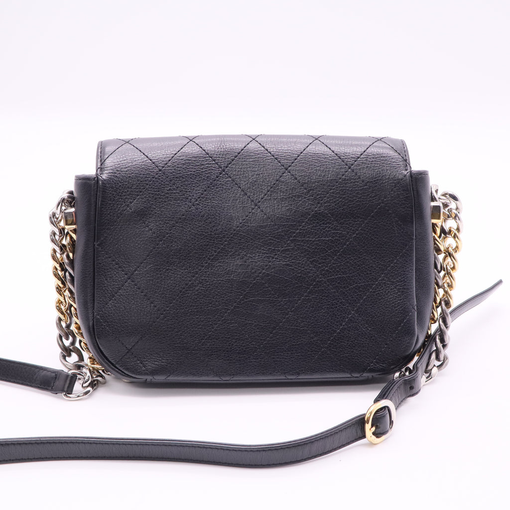 Two Tone Envelope Flap Bag Quilted Calfskin Medium