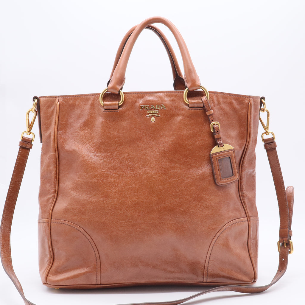 Brown Vitello Shine Tote