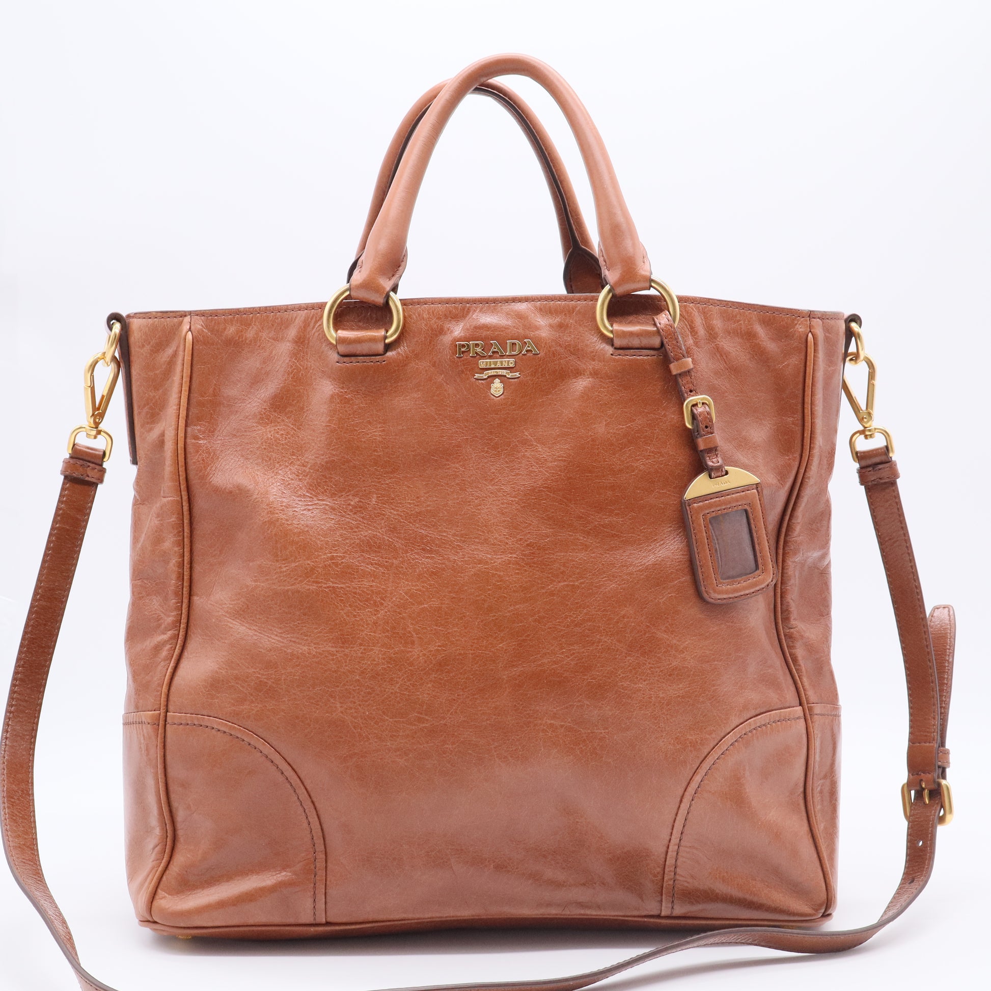 Brown Vitello Shine Tote