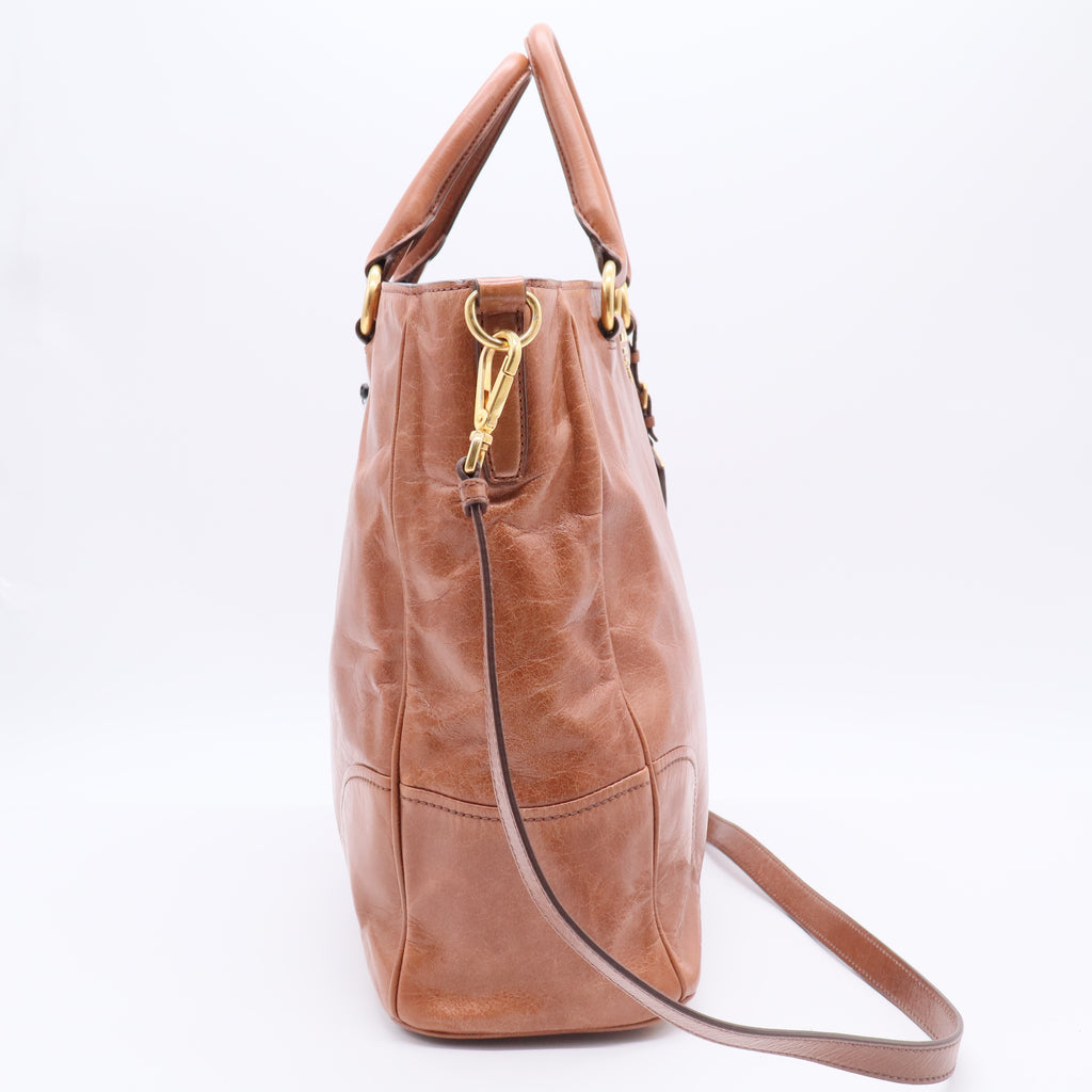 Brown Vitello Shine Tote