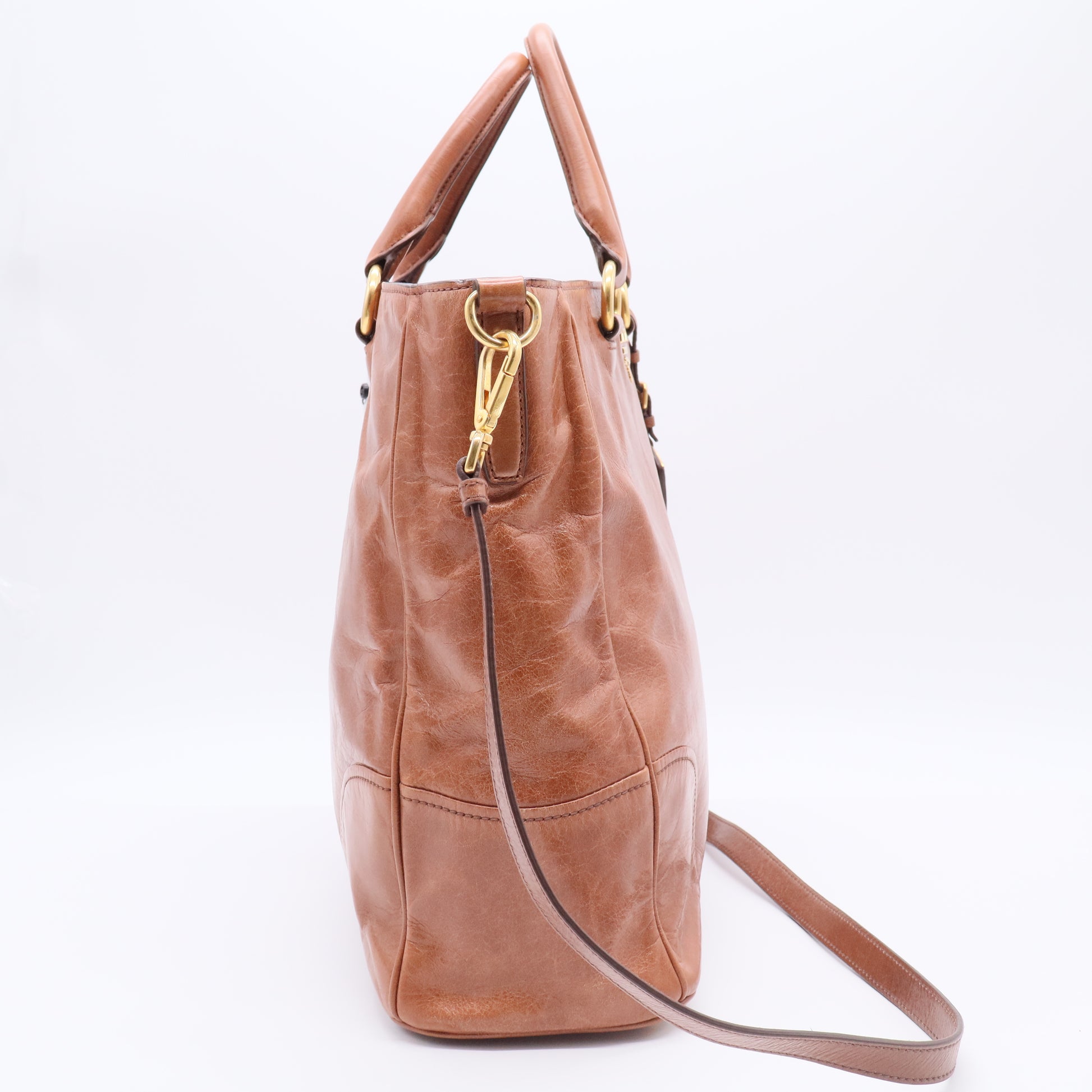 Brown Vitello Shine Tote