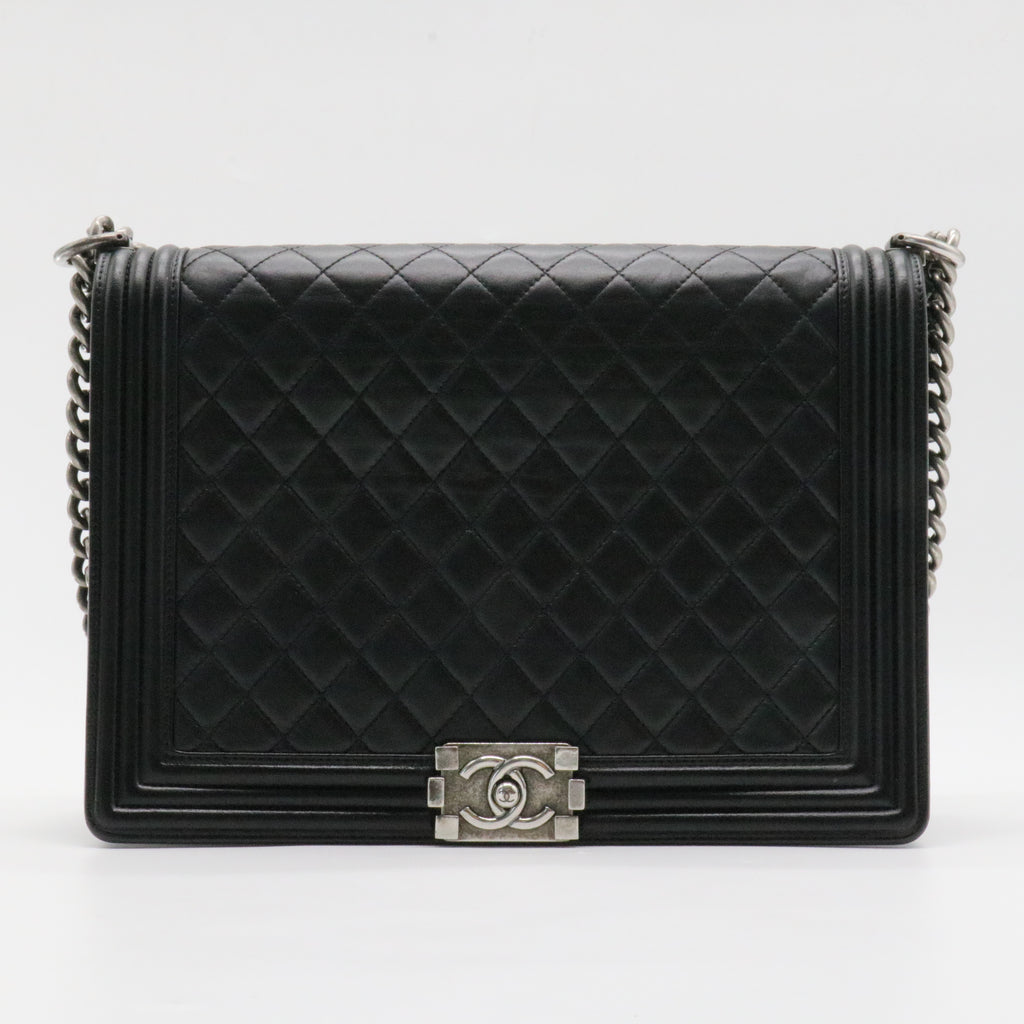 Boy Flap Bag Quilted Glazed Calfskin Large