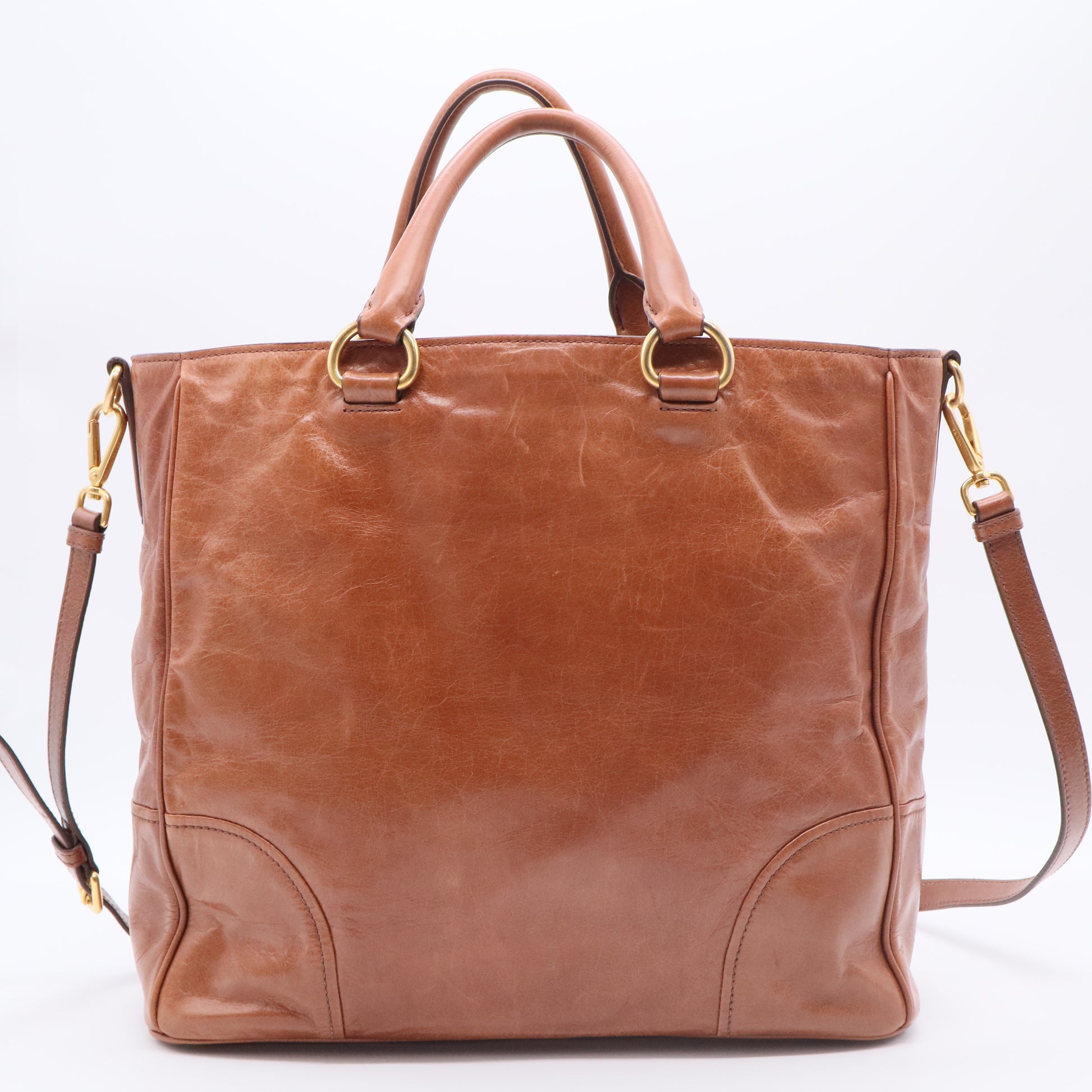 Brown Vitello Shine Tote