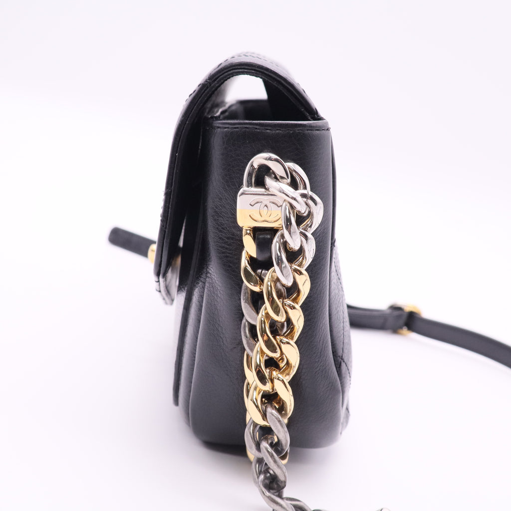 Two Tone Envelope Flap Bag Quilted Calfskin Medium