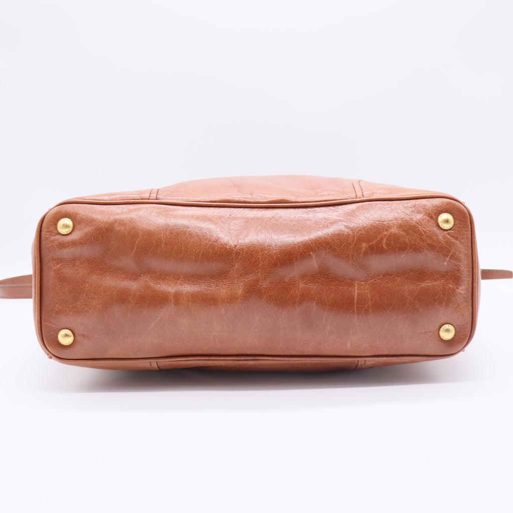 Brown Vitello Shine Tote