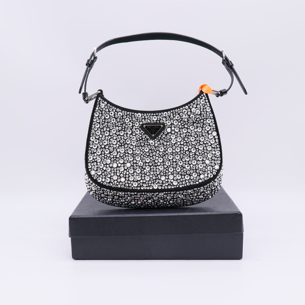 Prada Cleo Satin Bag with Crystals twins LDZ308