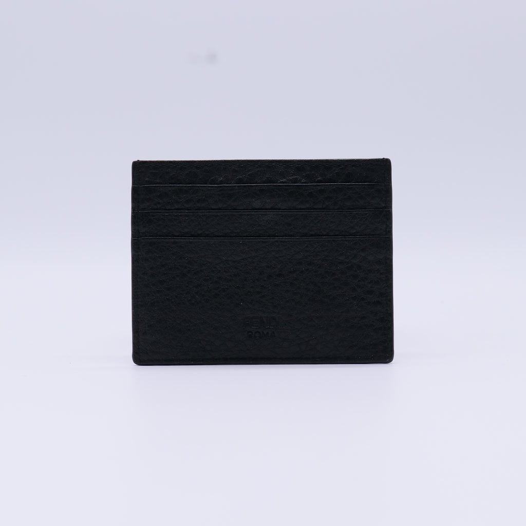 Fendi Black Snake Print Leather Card Holder Green W21300