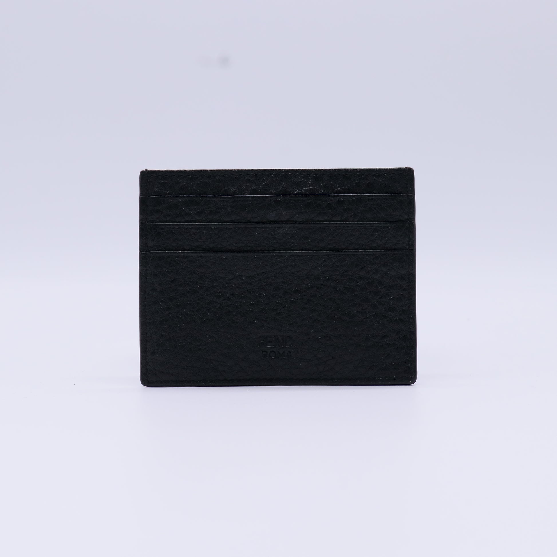 Fendi Black Snake Print Leather Card Holder Green W21300