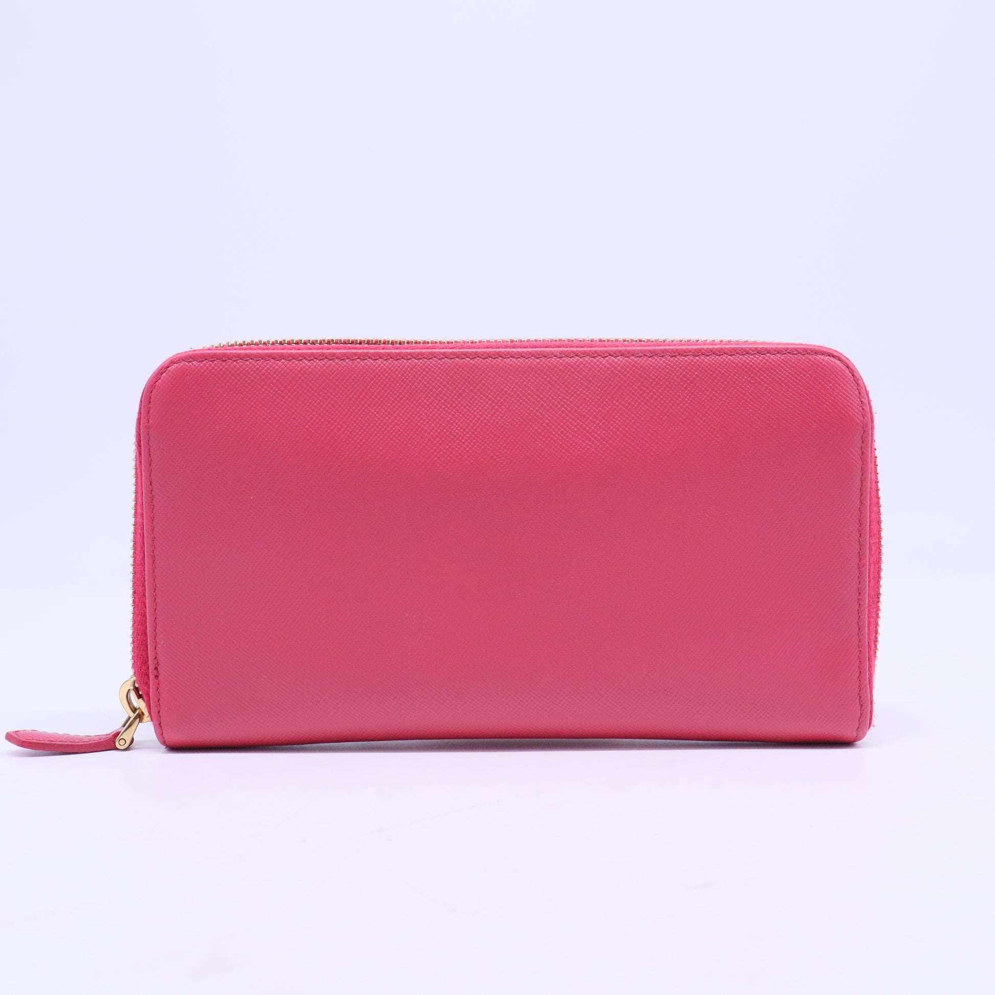 Pink Saffiano Peonia Fiocco Bow Zip Around Wallet W20581