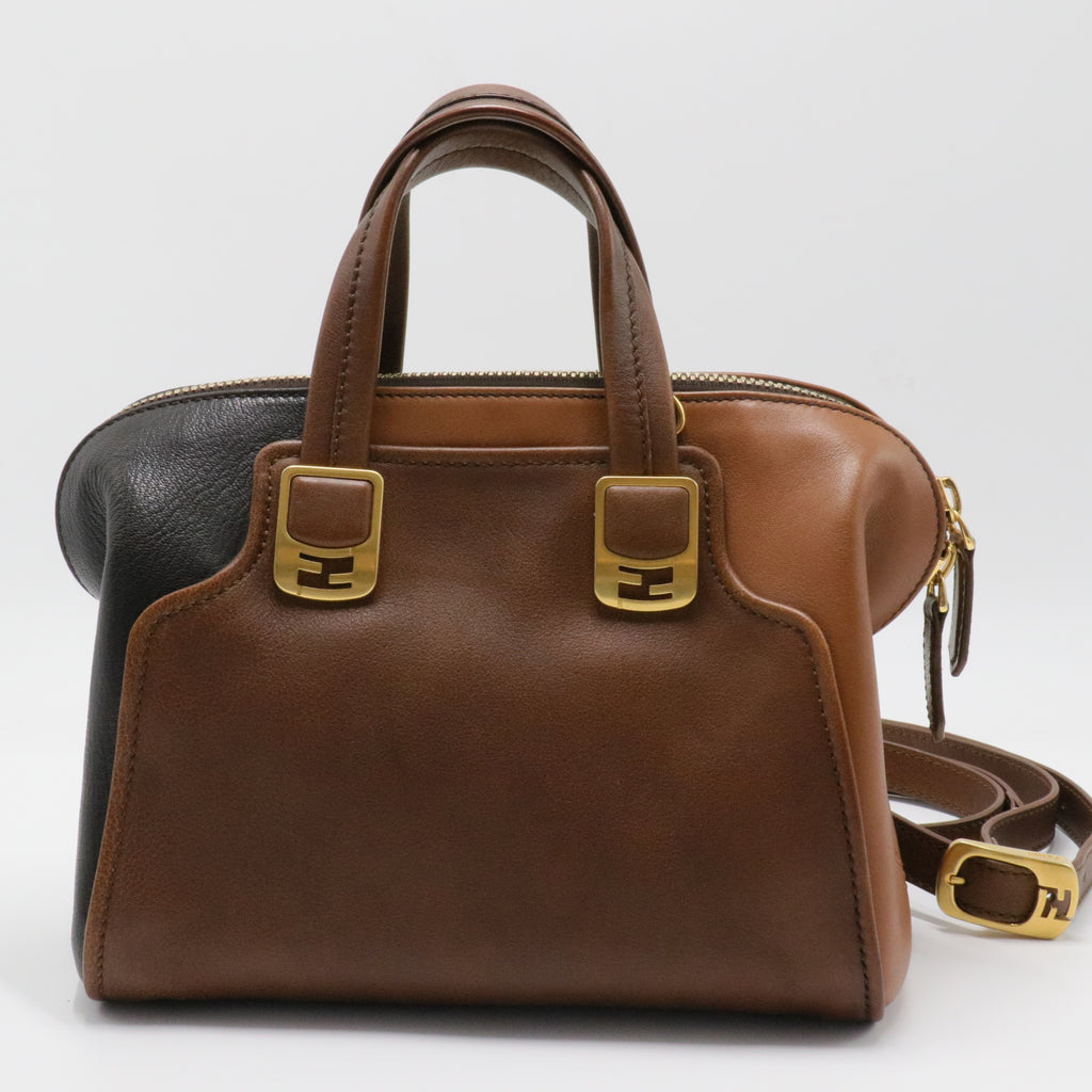 Two Tone Brown Leather Chameleon Satchel