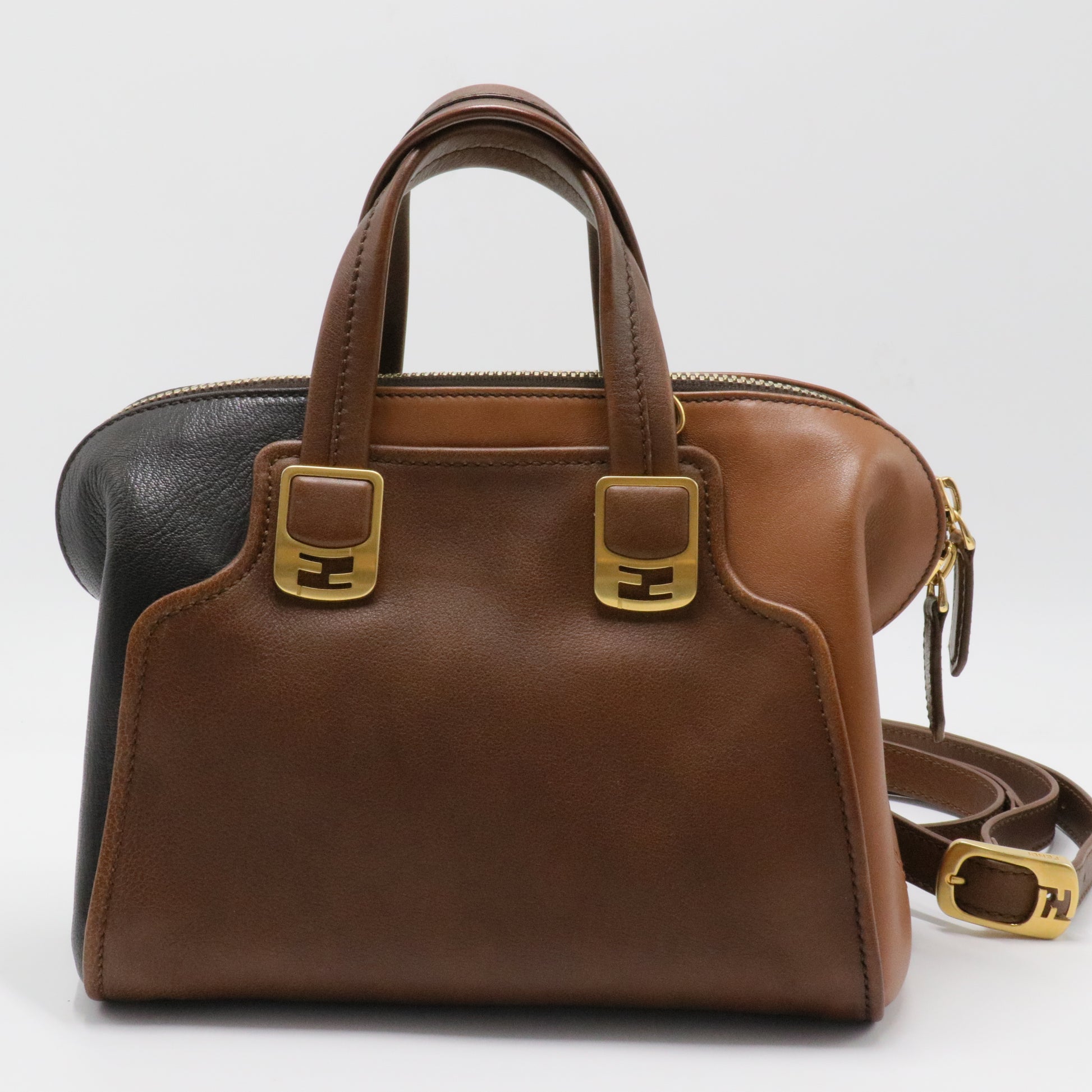 Two Tone Brown Leather Chameleon Satchel