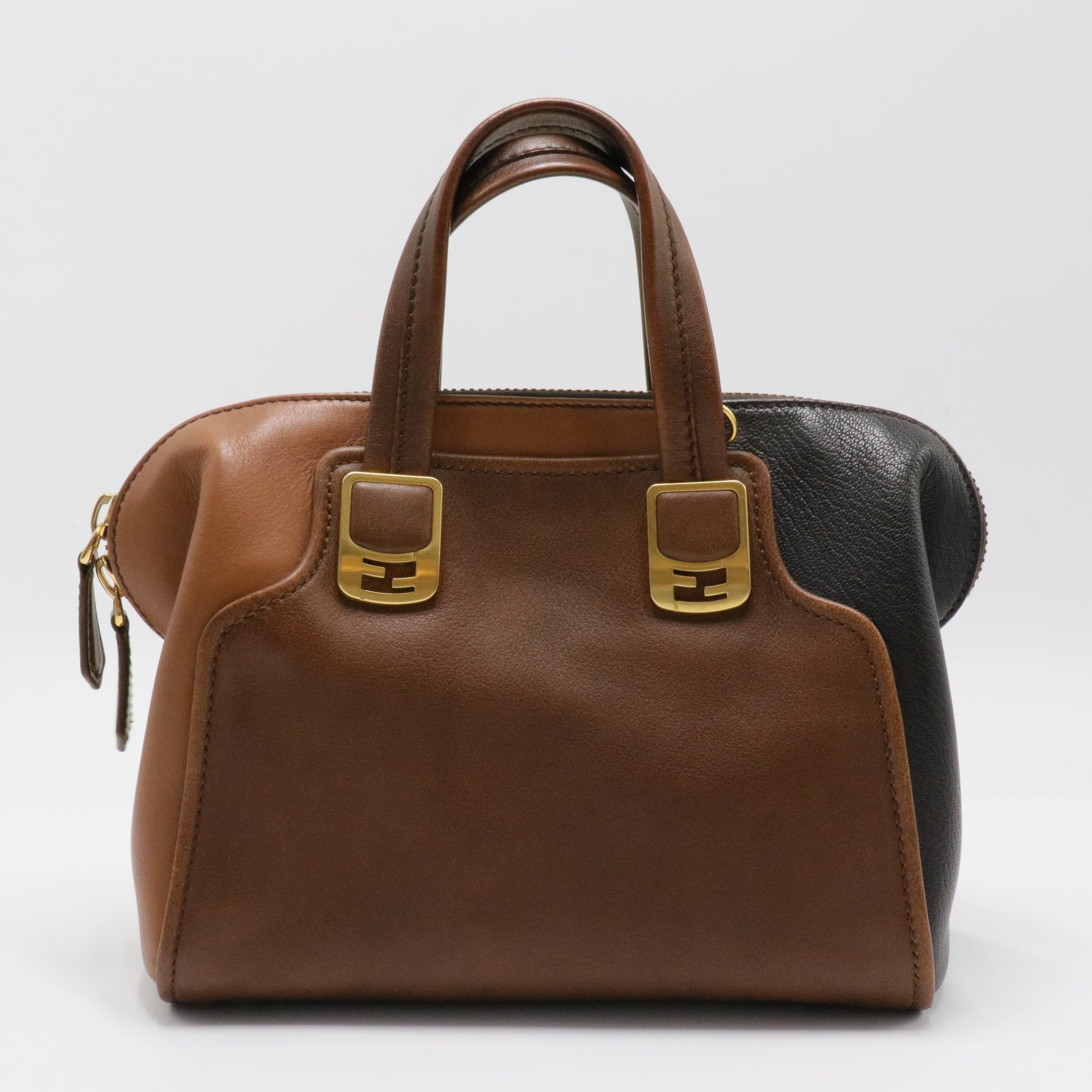Two Tone Brown Leather Chameleon Satchel