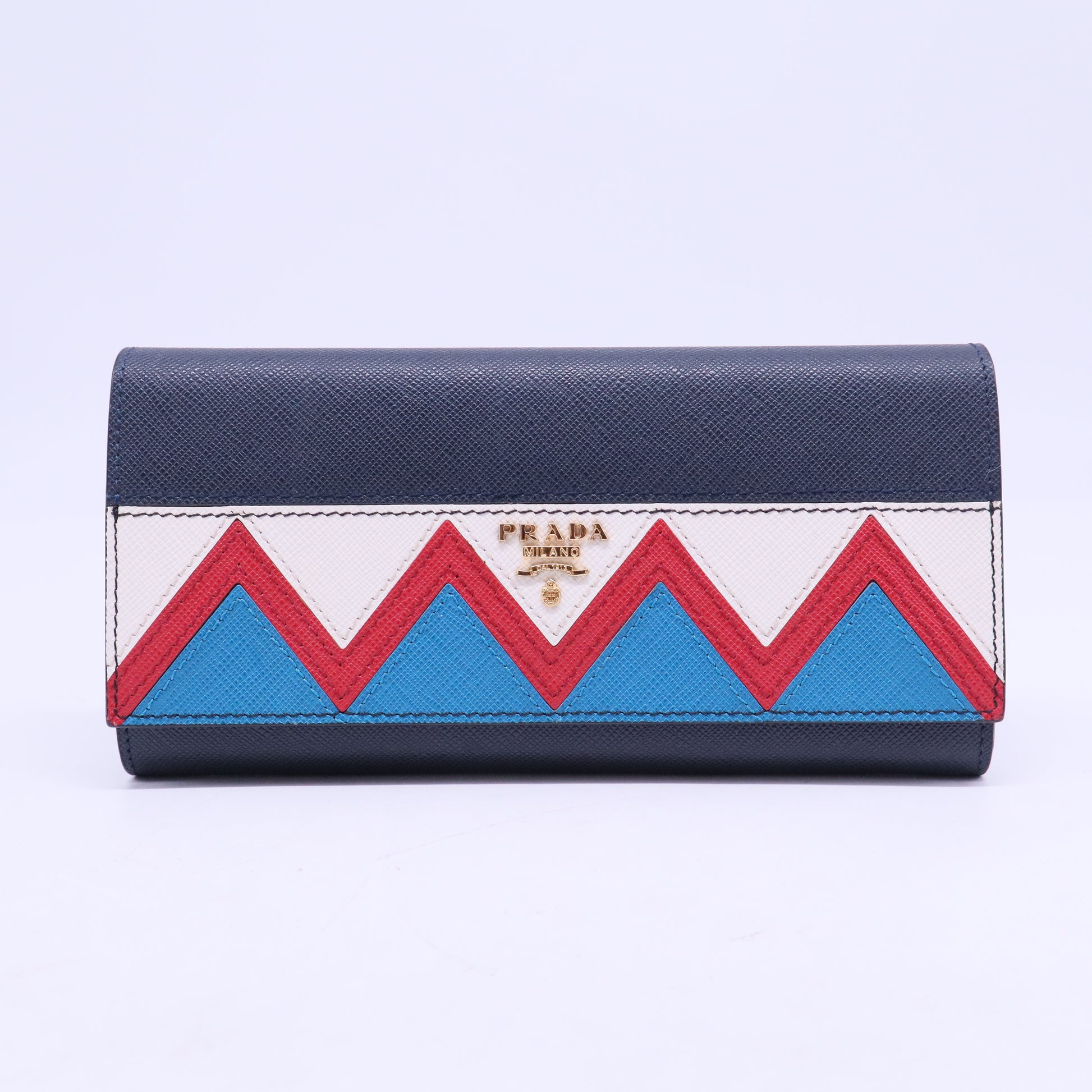 Saffiano Leather Greek Key Motif Continental Flap Wallet W20752
