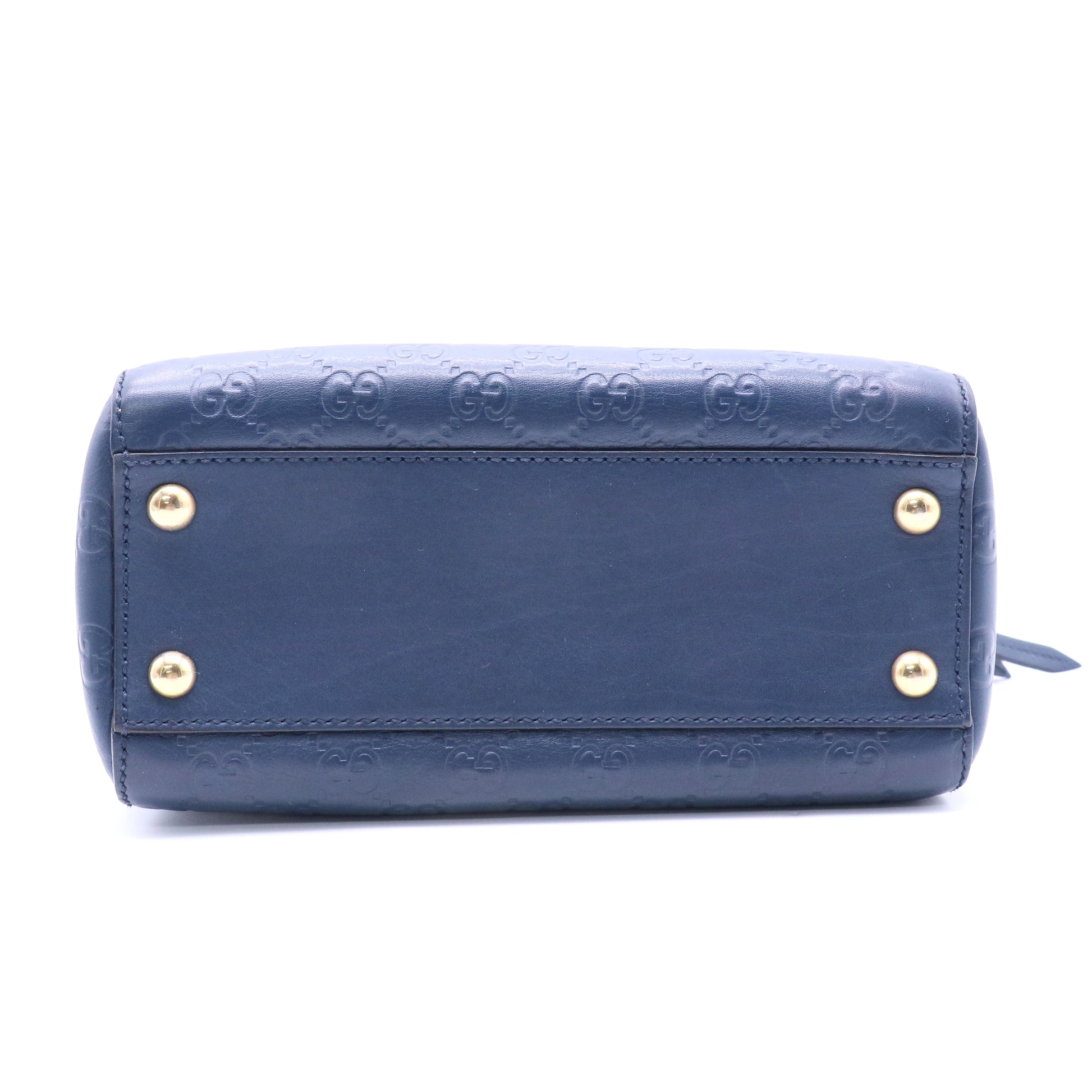 Blue Guccissima Leather Boston Bag w/ Strap twins