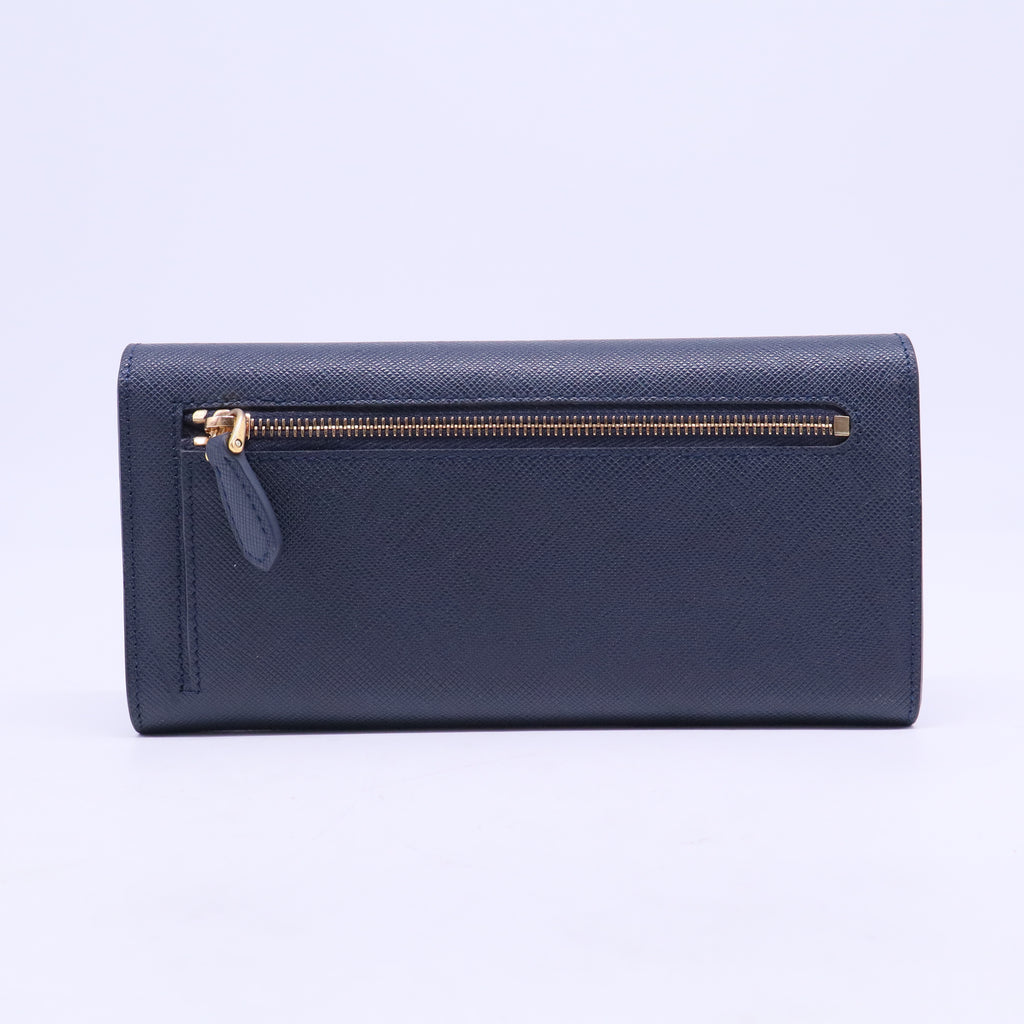 Saffiano Leather Greek Key Motif Continental Flap Wallet W20752