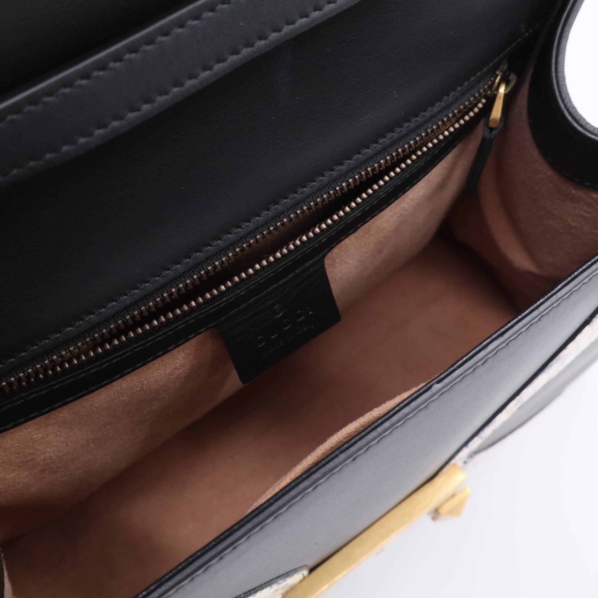 Calfskin Snakeskin GG Supreme Monogram Medium Osiride Top Handle Bag Black