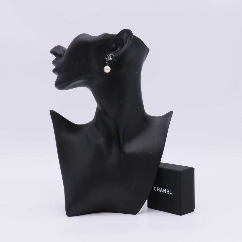 Chanel Ruthenium CC Drop Earrings W23016