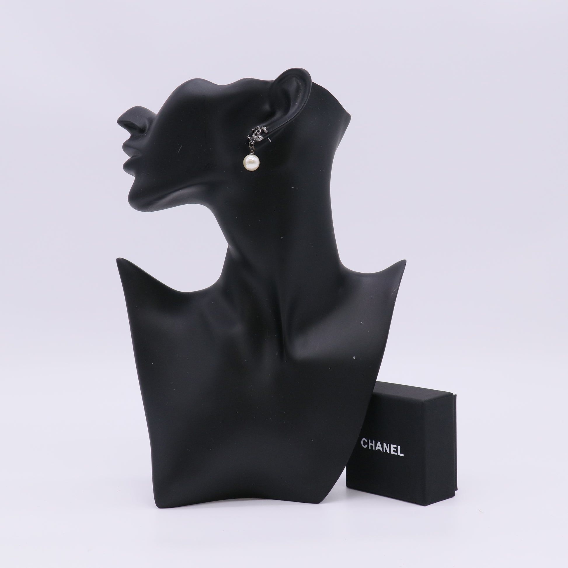 Chanel Ruthenium CC Drop Earrings W23016