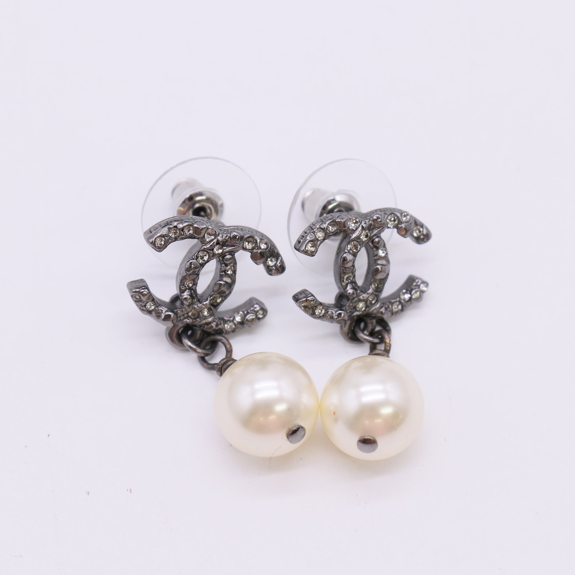 Chanel Ruthenium CC Drop Earrings W23016