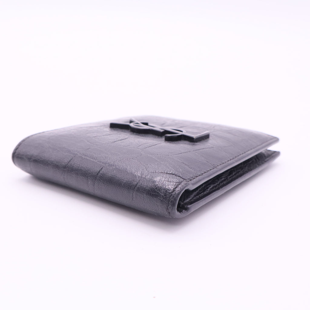 Croc-Embossed Monogram Leather Wallet twins