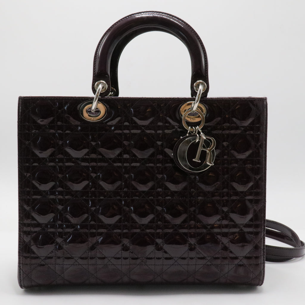 Lady Dior Bag Cannage Quilt Patent Large