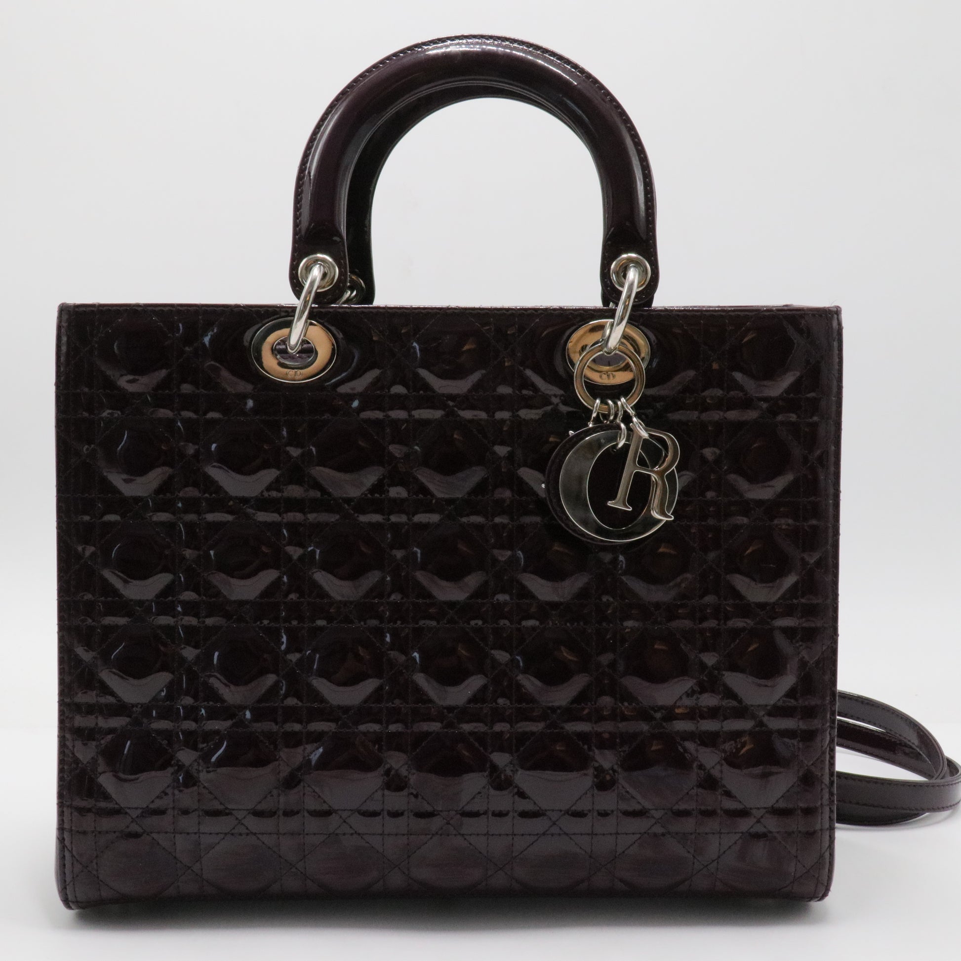 Lady Dior Bag Cannage Quilt Patent Large