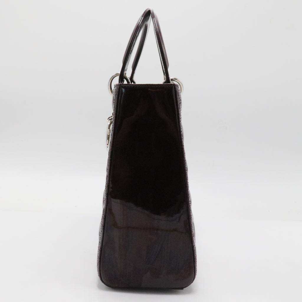 Lady Dior Bag Cannage Quilt Patent Large