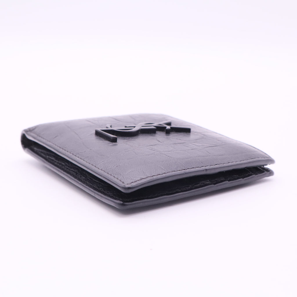 Croc-Embossed Monogram Leather Wallet twins