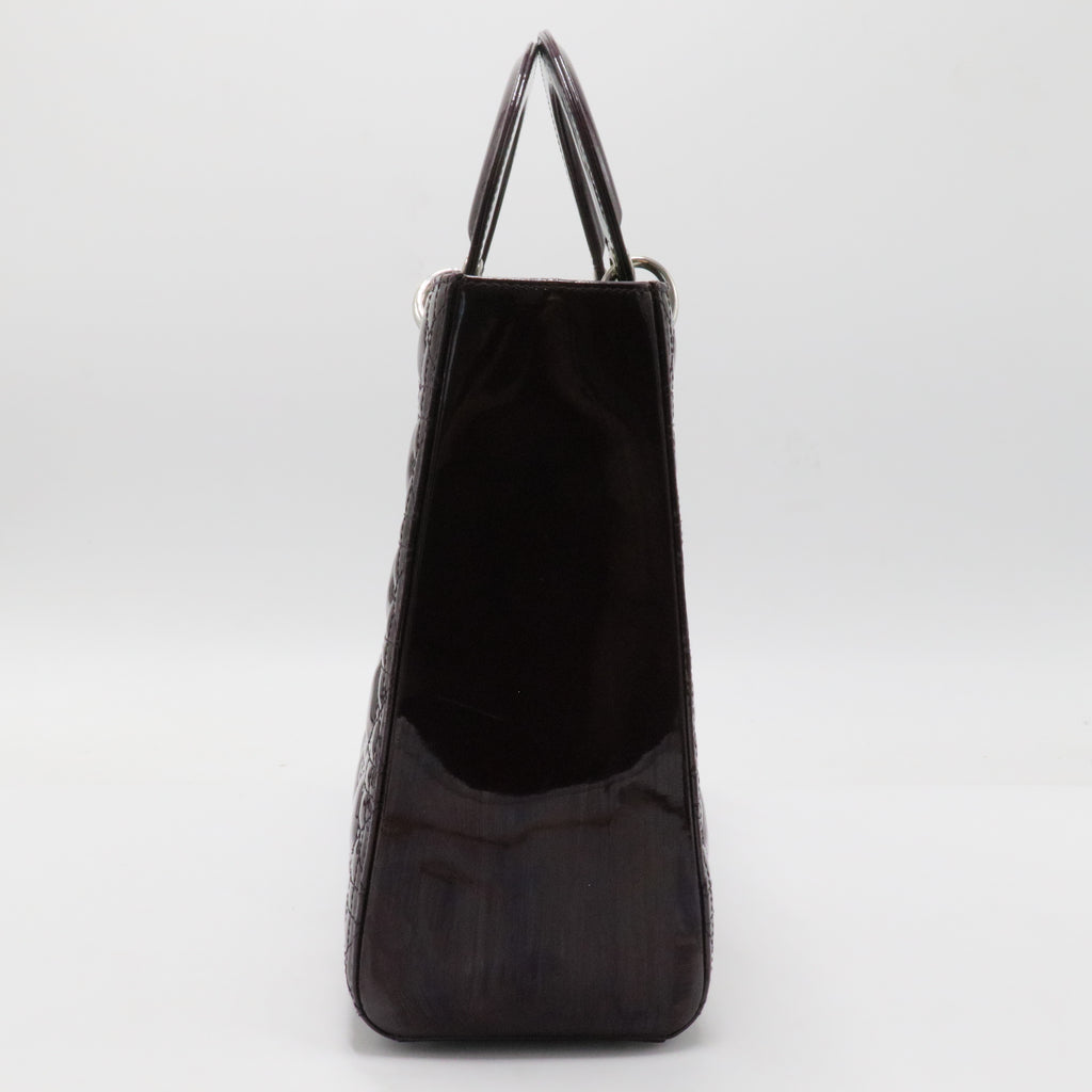 Lady Dior Bag Cannage Quilt Patent Large