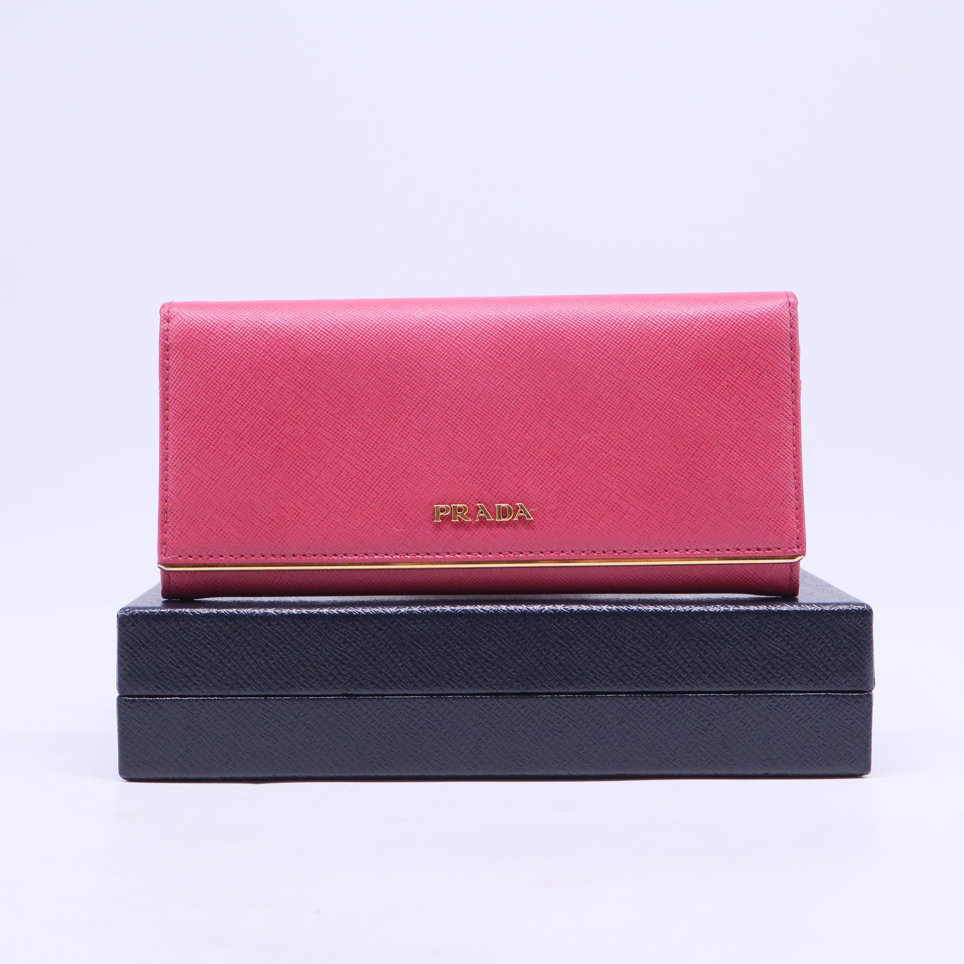 PRADA Long Wallet Leather Pink Plain w20655