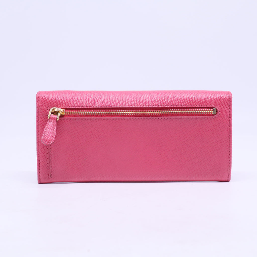 PRADA Long Wallet Leather Pink Plain w20655