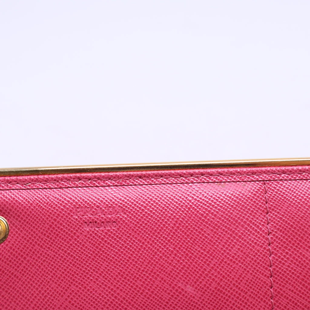 PRADA Long Wallet Leather Pink Plain w20655