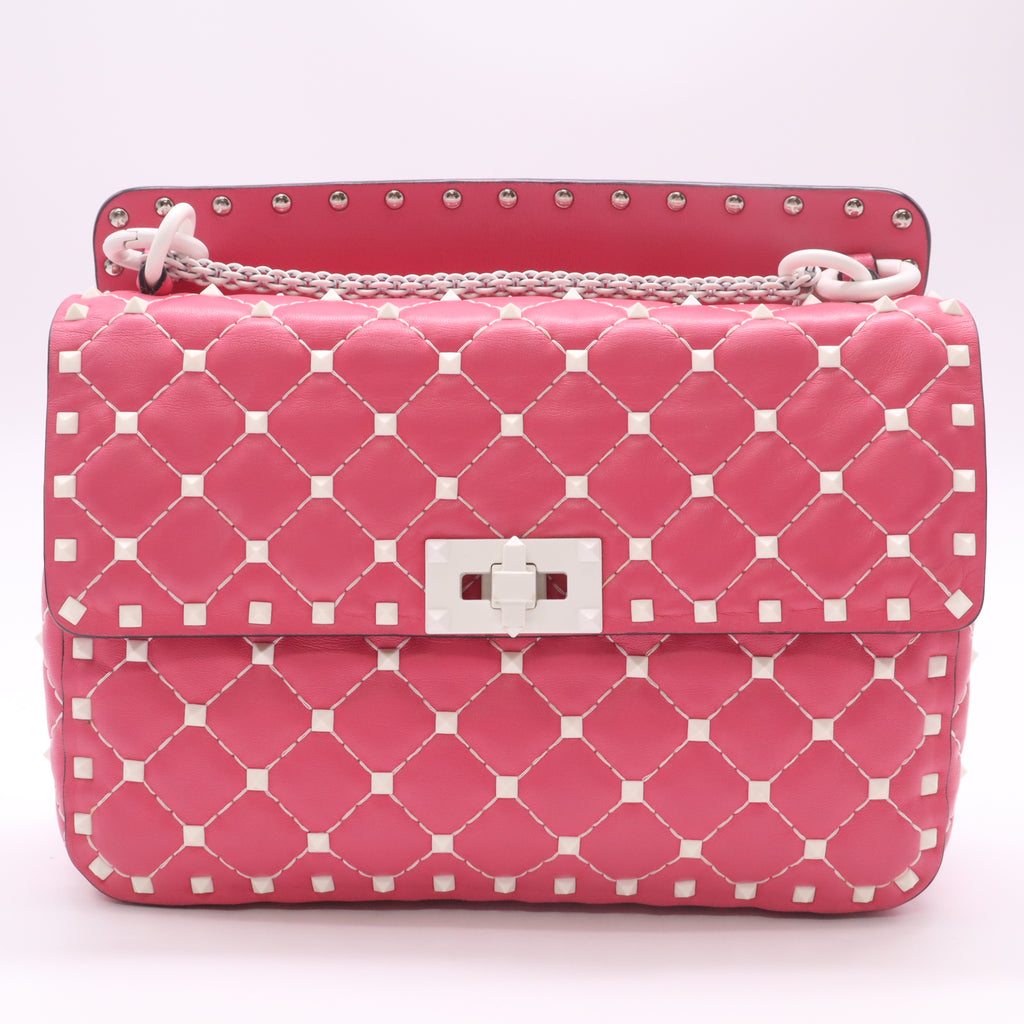 Lambskin Medium Free Rockstud Spike Shoulder Bag Shadow Pink B23290