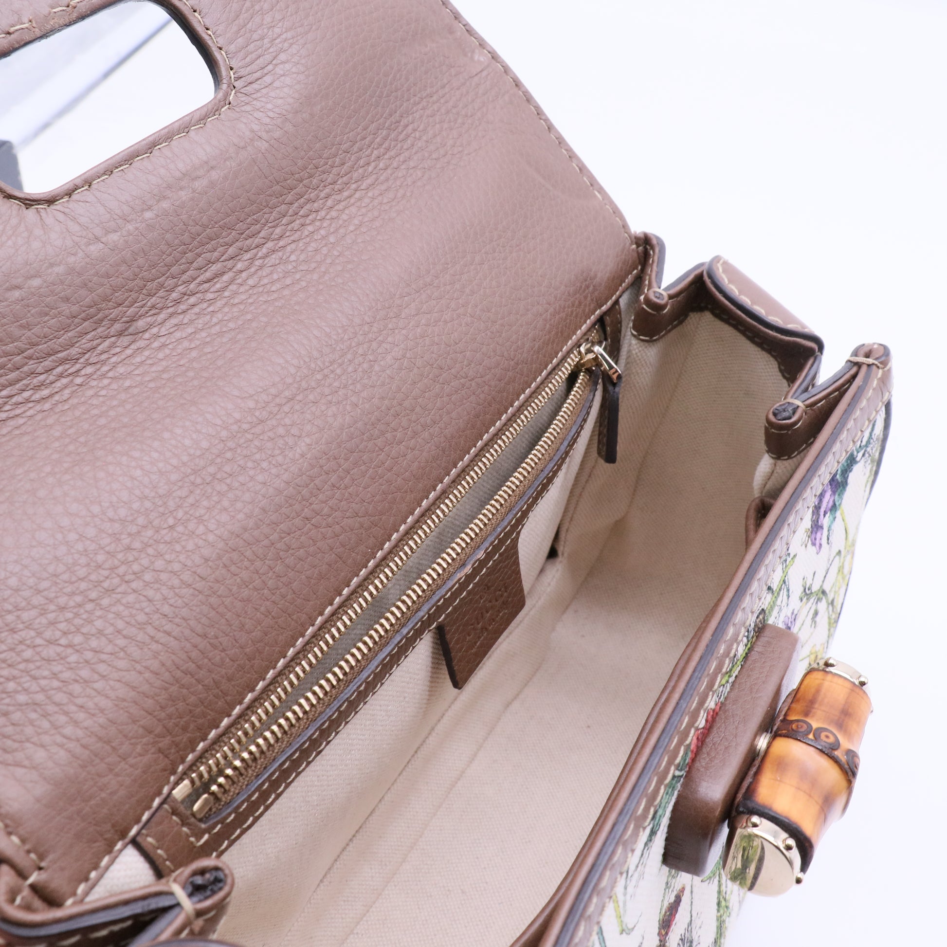 Multicolor Floral Canvas and Leather Medium Tassel New Bamboo Top Handle Bag Twins LDJ4064