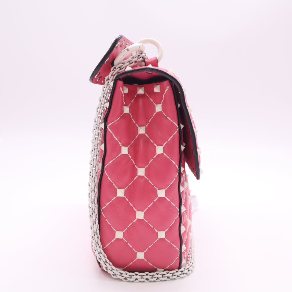 Lambskin Medium Free Rockstud Spike Shoulder Bag Shadow Pink B23290