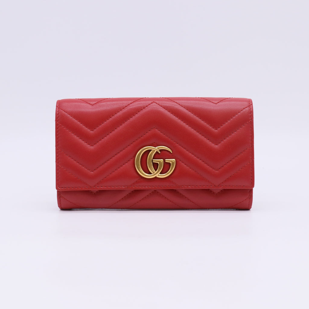 Red Leather GG Marmont Continental Wallet W22878