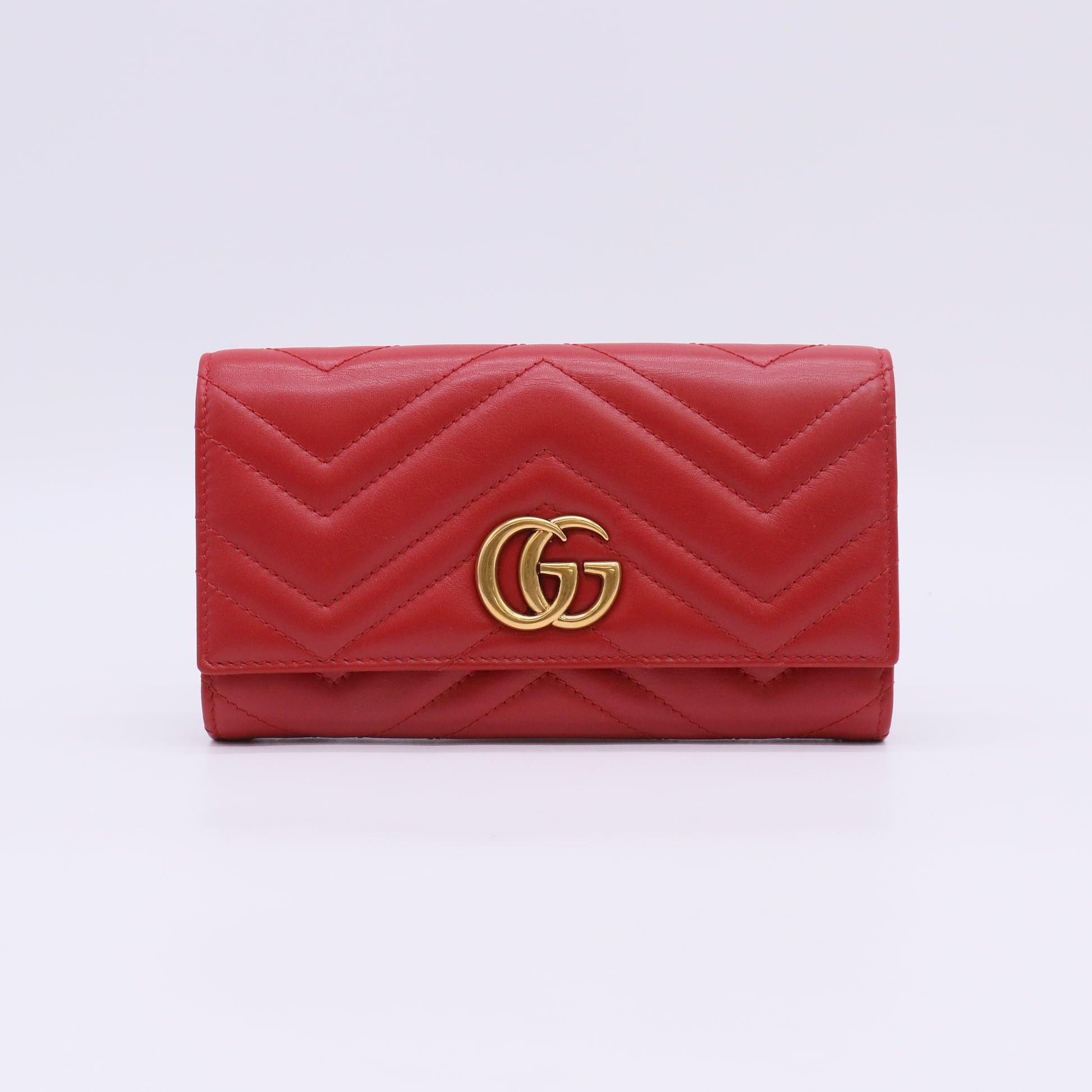 Red Leather GG Marmont Continental Wallet W22878