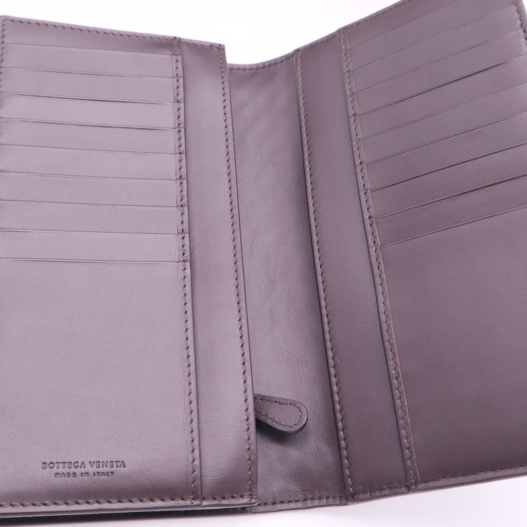 Dark Brown Intrecciato Nappa Leather Flap Wallet twins