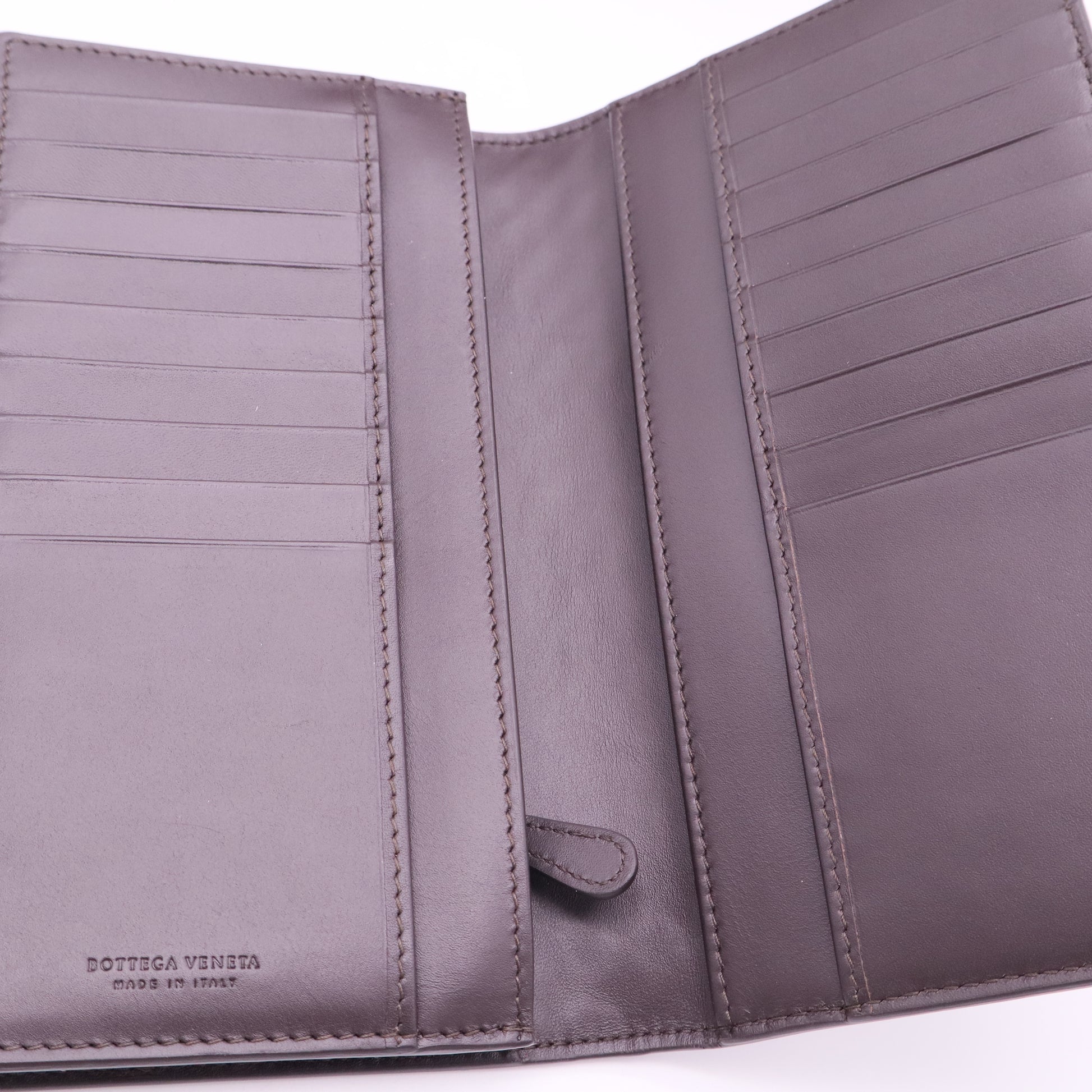 Dark Brown Intrecciato Nappa Leather Flap Wallet twins