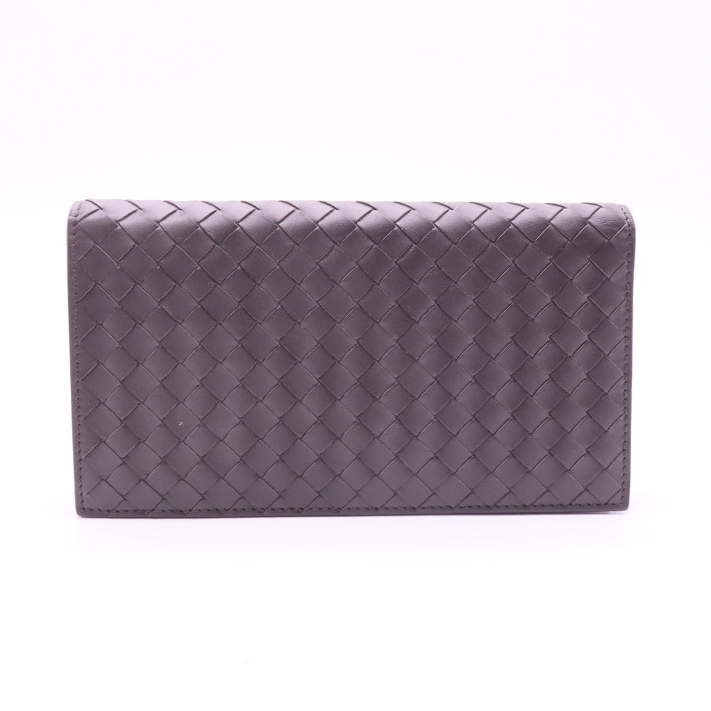 Dark Brown Intrecciato Nappa Leather Flap Wallet twins