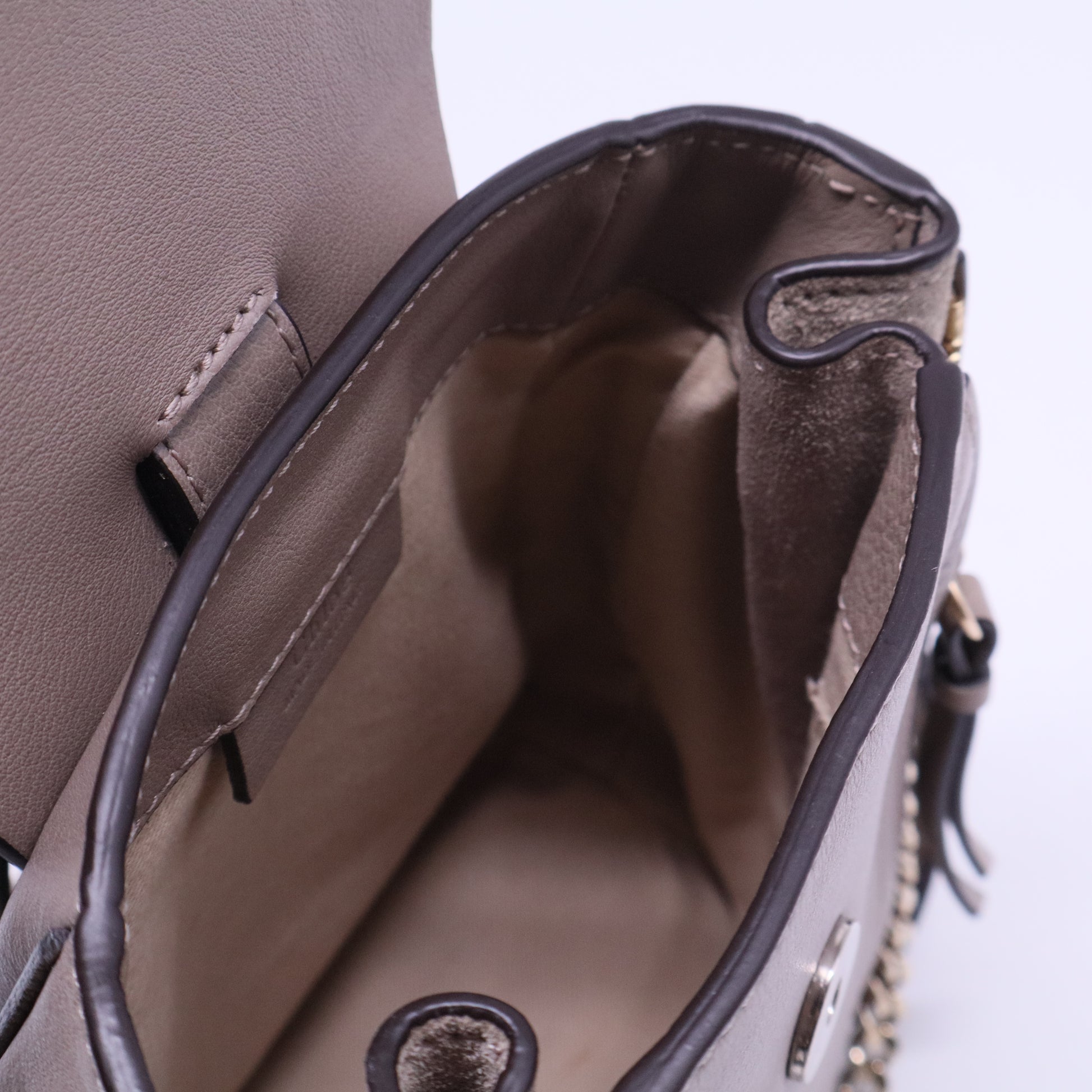 Suede Calfskin Mini Faye Backpack Motty Grey B20975