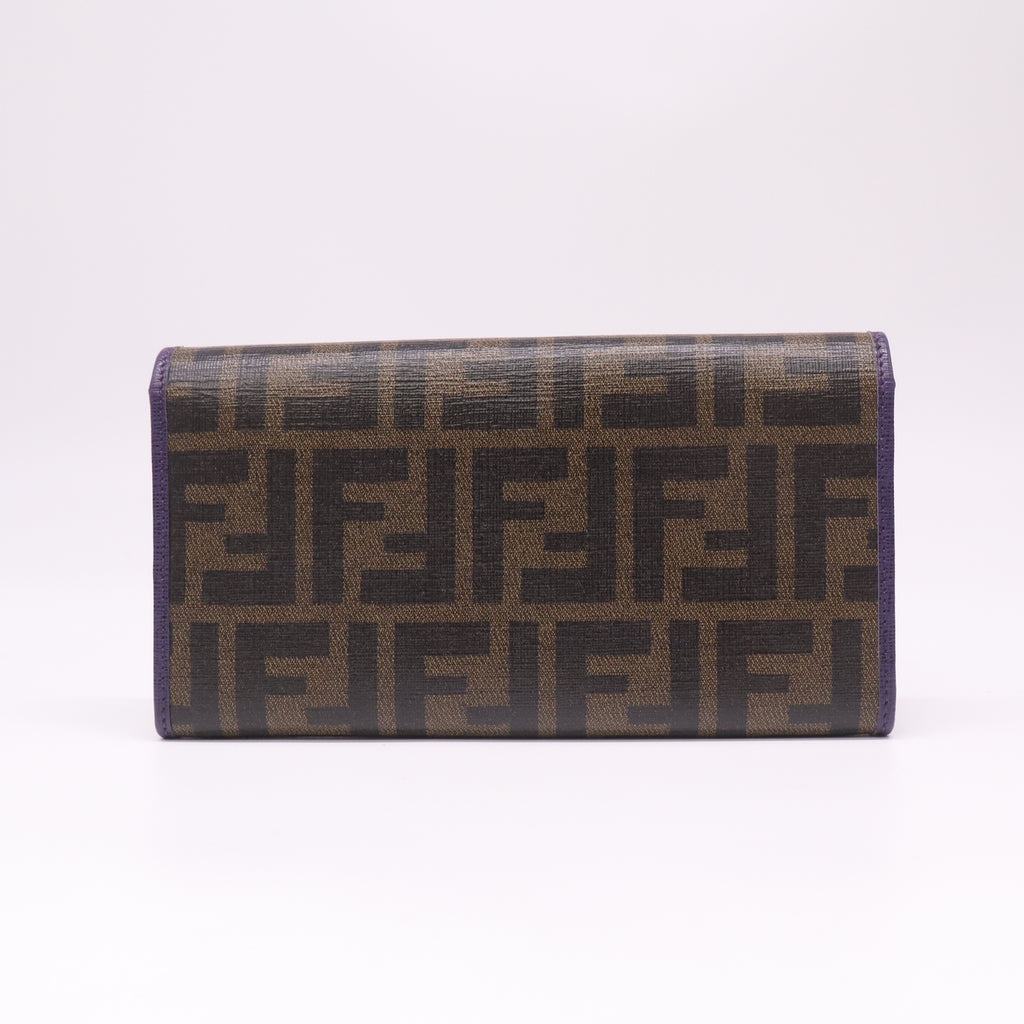 Fendi Tobacco Zucca Coated Canvas and Leather Flap Continental Wallet W22534