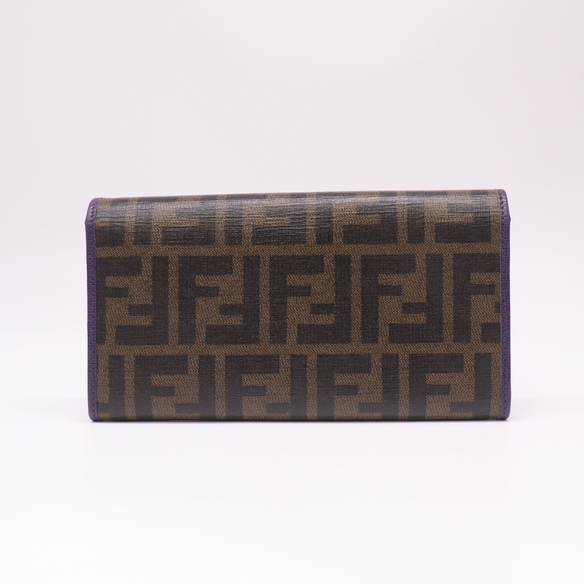 Fendi Tobacco Zucca Coated Canvas and Leather Flap Continental Wallet W22534
