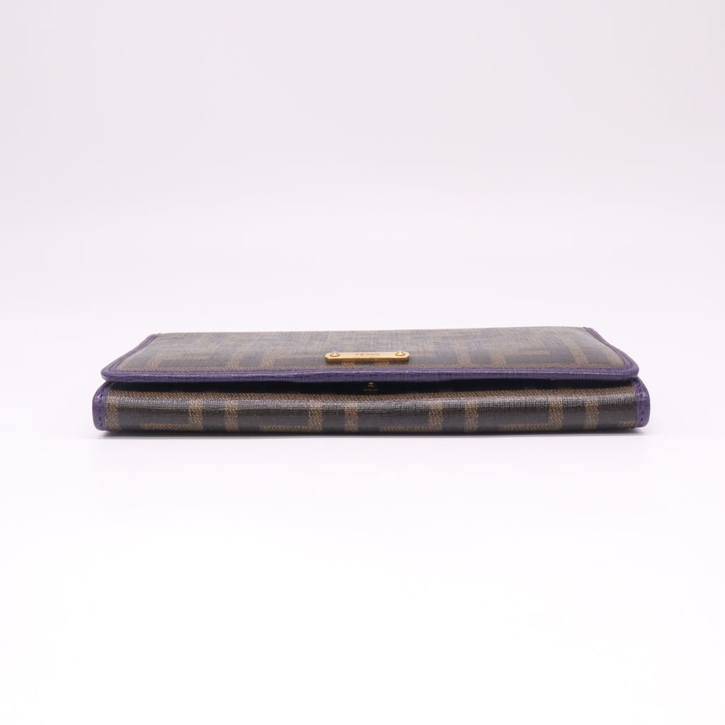 Fendi Tobacco Zucca Coated Canvas and Leather Flap Continental Wallet W22534
