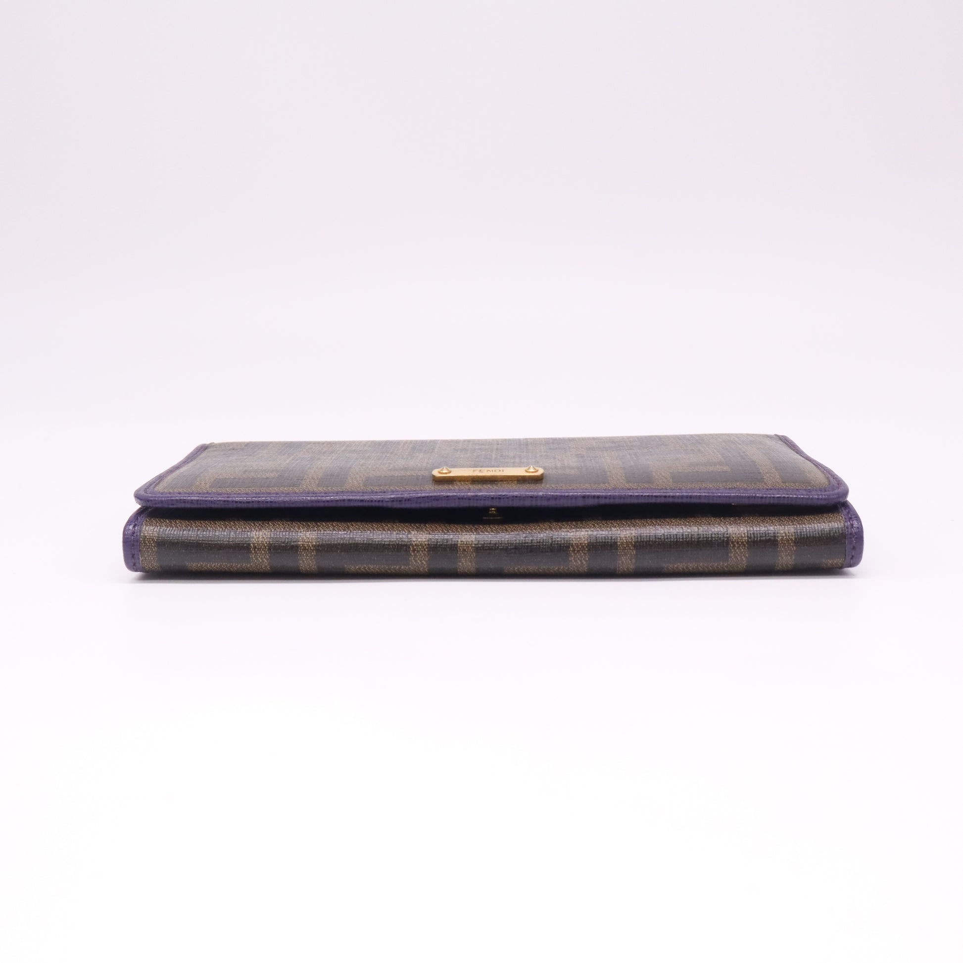 Fendi Tobacco Zucca Coated Canvas and Leather Flap Continental Wallet W22534