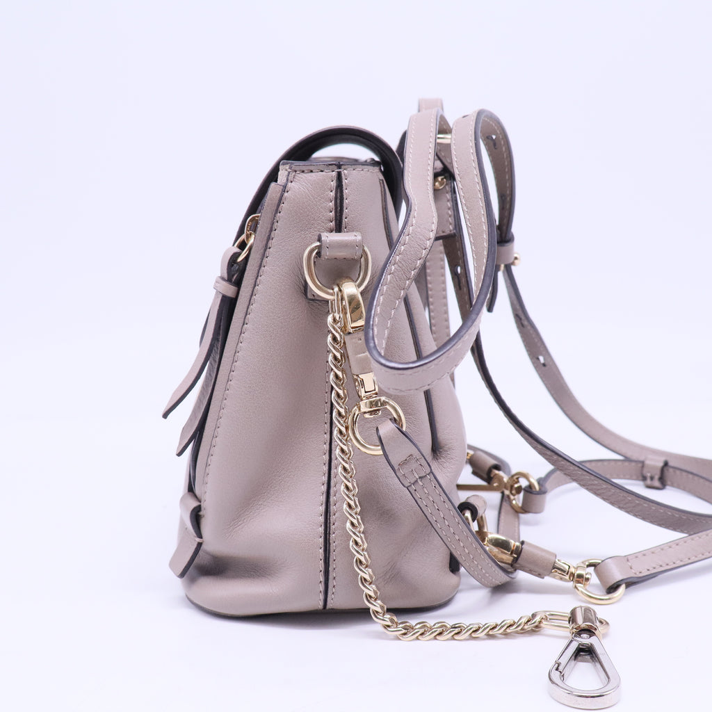 Suede Calfskin Mini Faye Backpack Motty Grey B20975