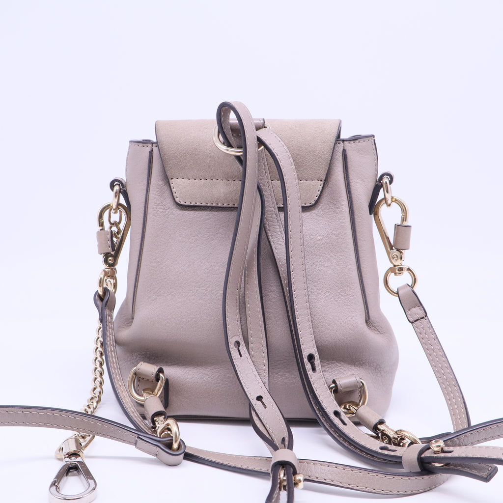 Suede Calfskin Mini Faye Backpack Motty Grey B20975